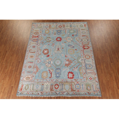 Tapis de salon bleu clair Oushak 9 x 12