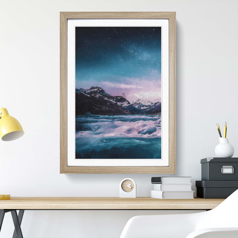 Mountain River in Italy in Abstract - Picture Frame Graphic Art Print, Oak Framed, 87cm H x 62cm W x 2cm D