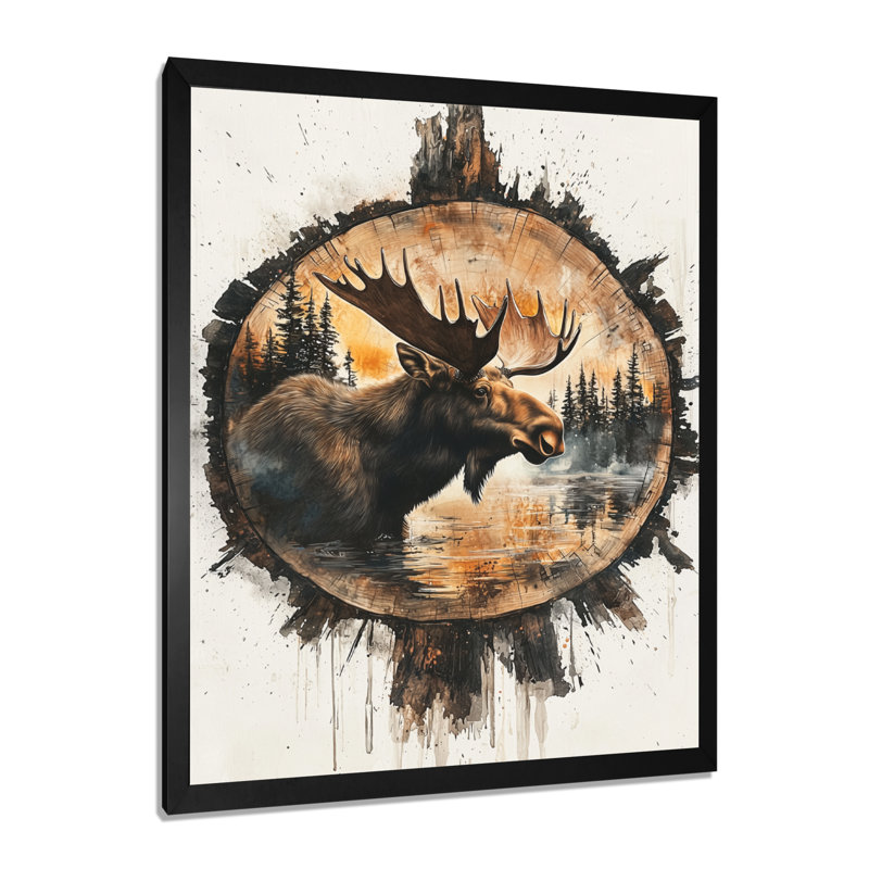 Glinton - Animals Wall Art, Single Picture Frame Print, 40" H x 30" W, Black