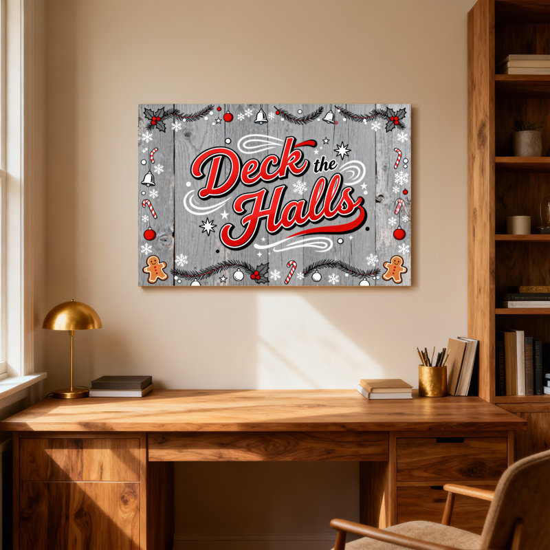 Christmas Deck The Halls Christmas Pattern Print