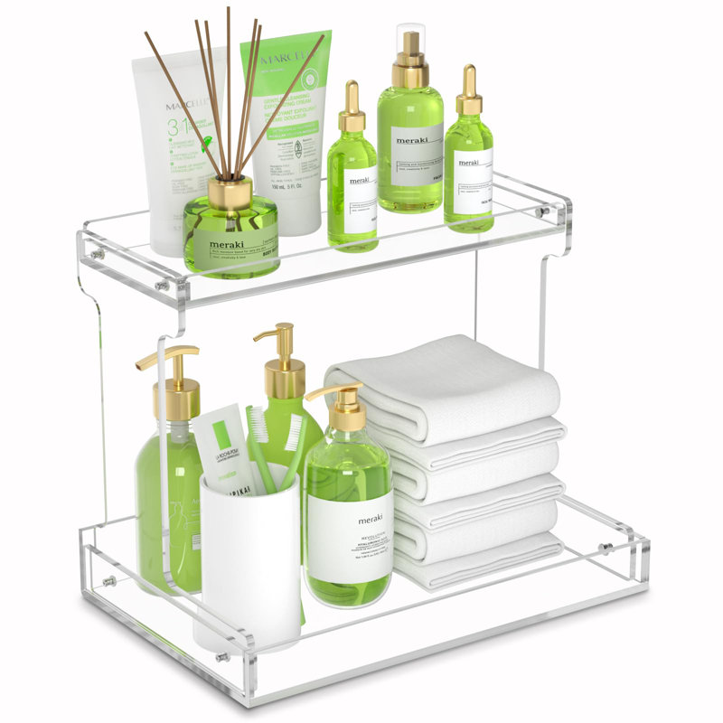 Bathroom Countertop Organizer, 2-Tier Clear Acrylic Counter Storage Shelf For Bathroom Counter Organizer, Clear