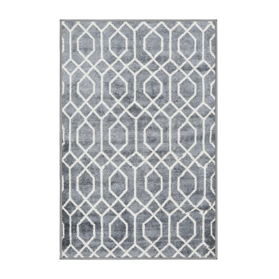 Tapis gris/bleu clair contemporaine
