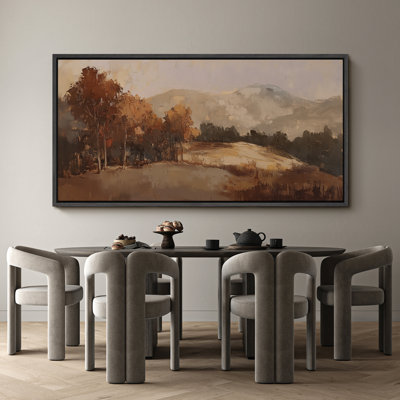 Brown Forest Tree Landscape Artwork, Neutral Autumn Wall Pictures, Giclee Canvas Digital Print Extra Large Framed Wall Art