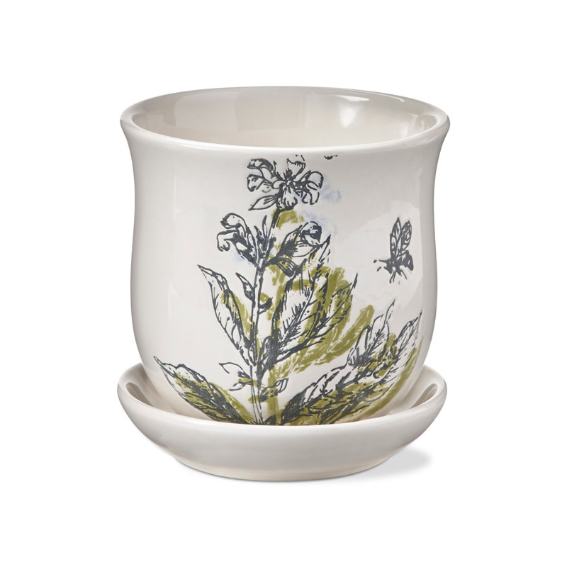 Sage Planter W/ Saucer Set