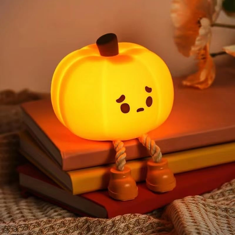 Rechargeable Pumpkin LED Night Light – Dimmable Silicone Touch Lamp