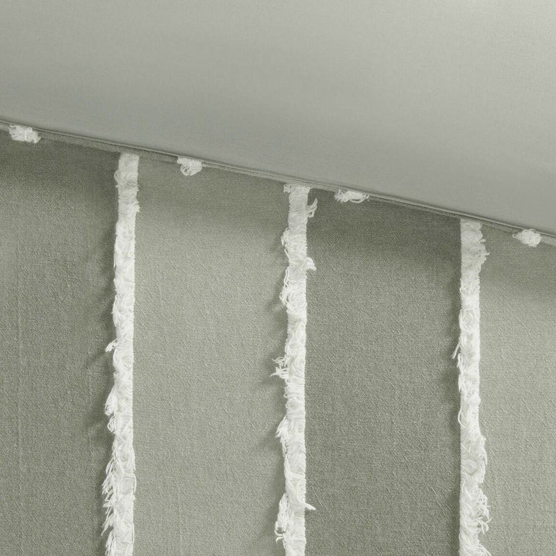 Édredon 3 pièces en sauge - rembourrage 100% coton grand / double rayé avec garniture facilement lavable à la machine