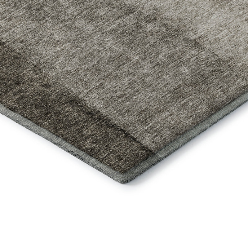 Tapis taupe Prisco lavable à la machine de qualité supérieure, Rectangulaire 8 pi x 10 pi