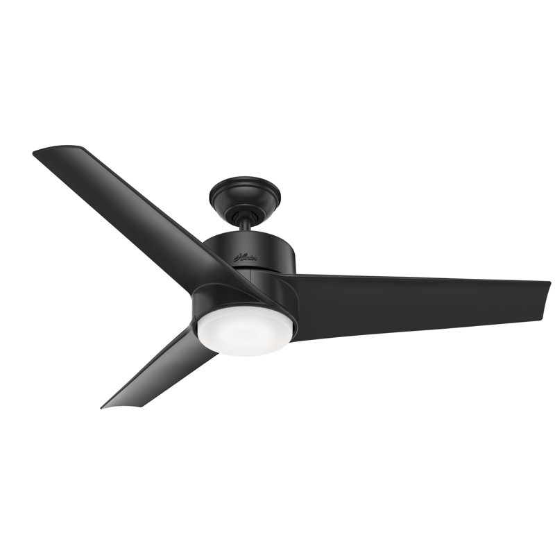 54" Havoc 3 - Blade Outdoor LED Standard Ceiling Fan with Wall Control and Light Kit Included, Matte Black