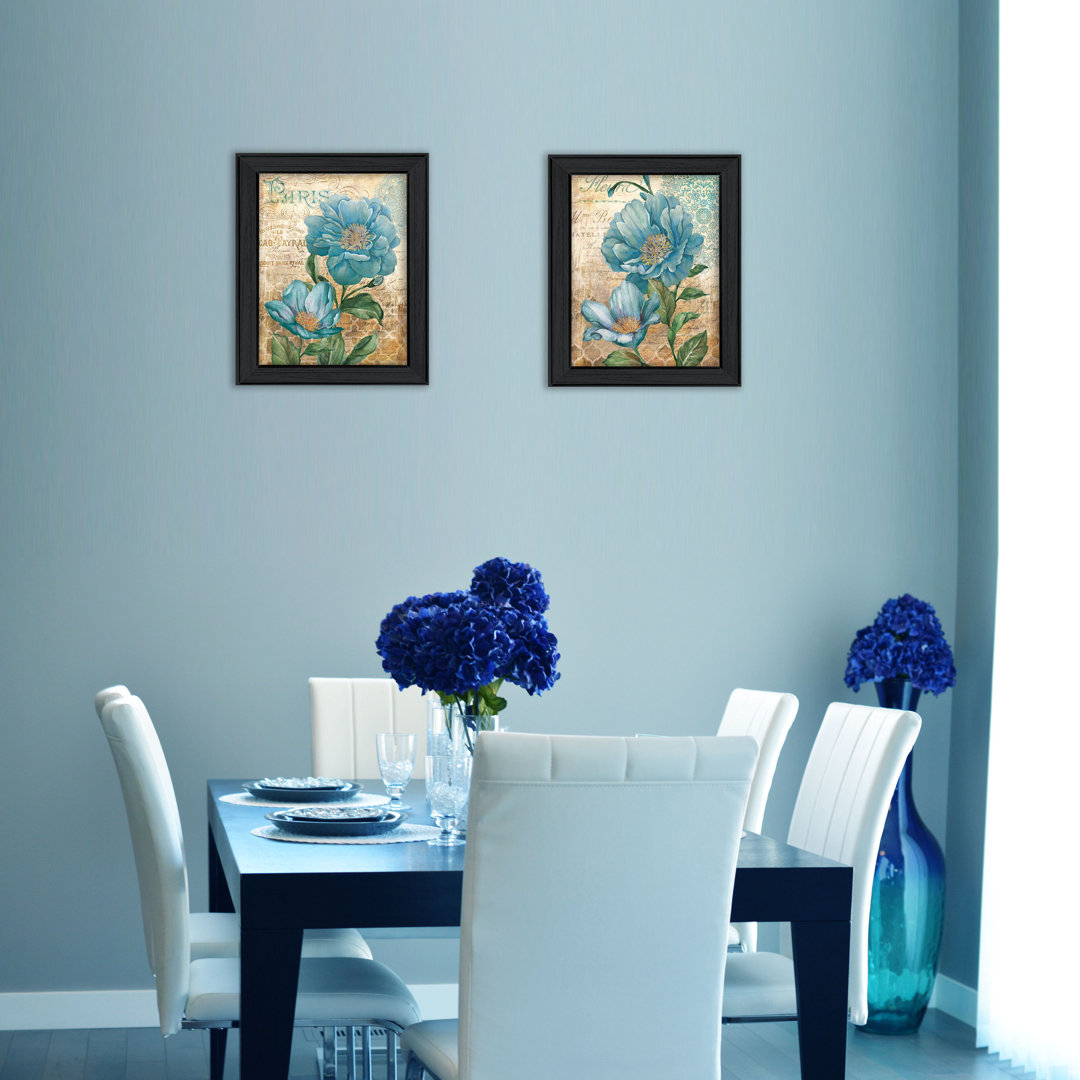 Paris Blue 2-Piece Vignette Framed Wall Art for Living Room, Home Wall Decor by Ed Wargo Trendy Decor 4U