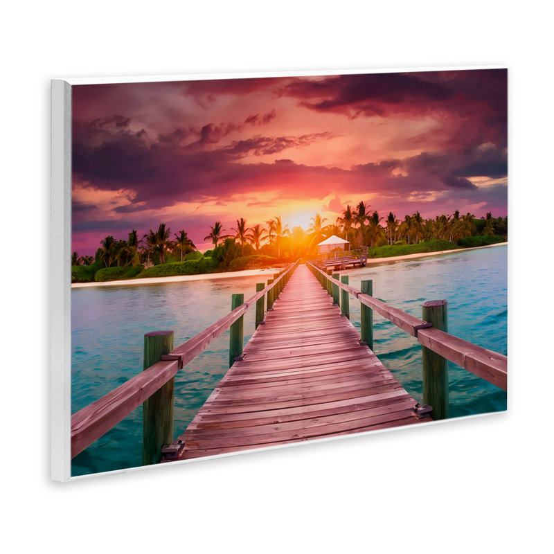 «Peaceful Sunset Over Pier», plaque murale par LSR Creative Studio, H 10 po x l 15 po
