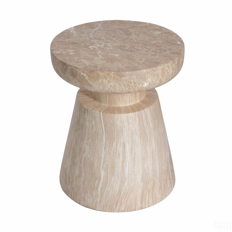 Outdoor Ponti Travertine Side Table, Gold