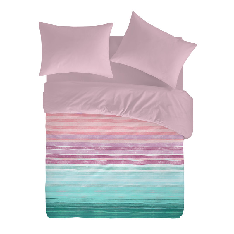 Elyse Striped Duvet Cover, Pink, King Duvet Cover