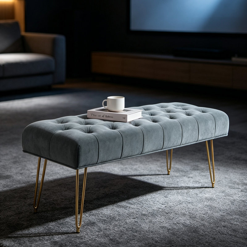 Velvet Upholstered Bench