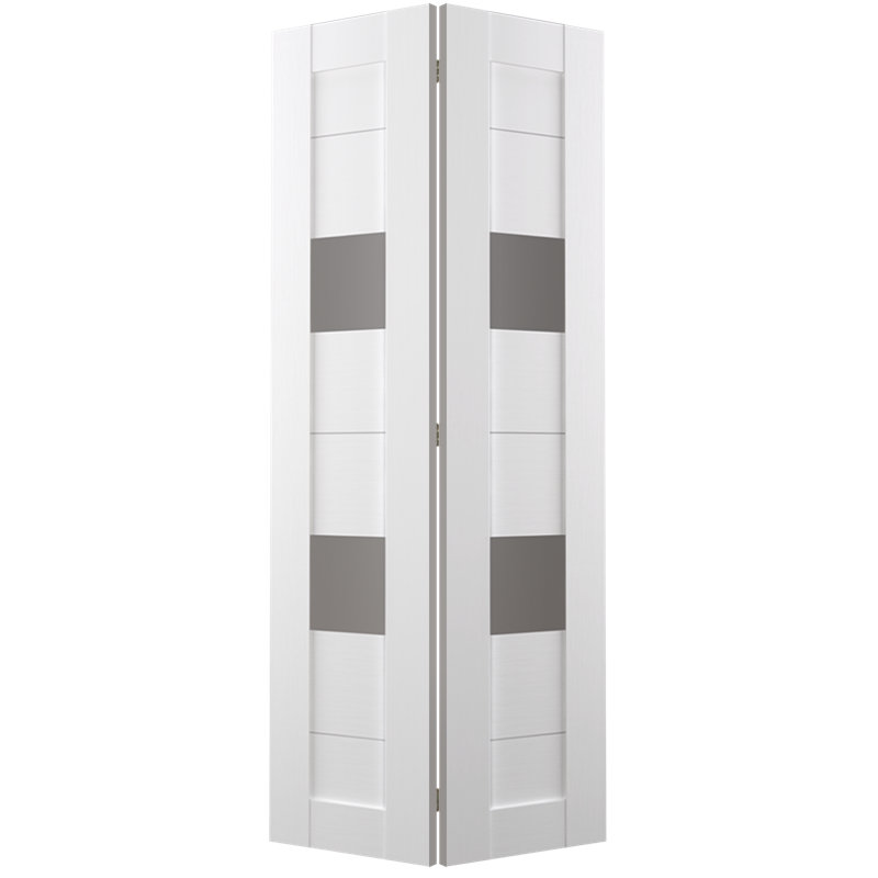 Porte pliante en bois manufacturé et en verre Berta, Blanc, 36 po x 79,38 po