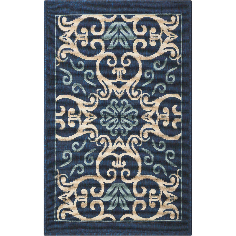 Tapis bleu marine traditionnel Janyce, Rectangle 1 pi 9 po x 2 pi 9 po