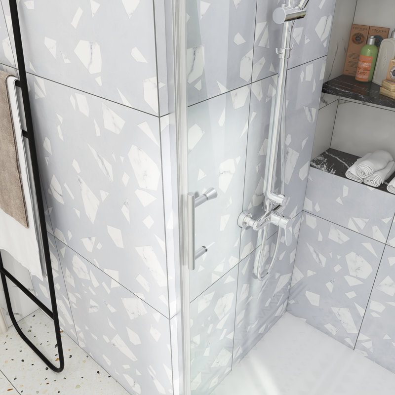 Porte de douche pivotante universelle en nickel brossé l 32-36 "x H 72" à gauche et à droite, Nickel brossé