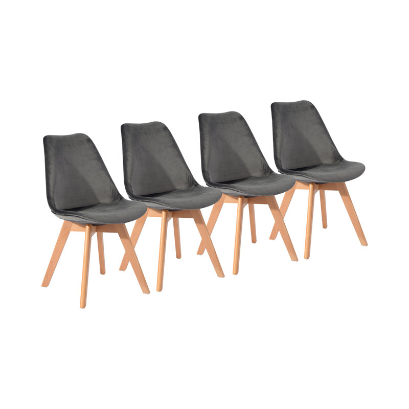 Emily 45cm H Velvet Upholstered Side Chair, Grey