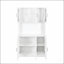 Grande armoire de rangement pour garde-manger avec portes en verre, tiroirs et tablettes ouvertes
