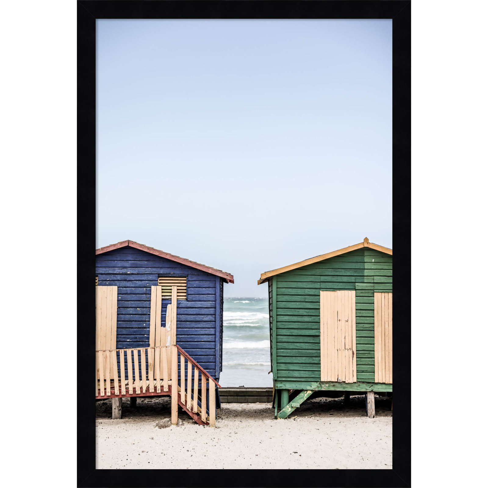 Popplewell "Blue and Green Huts" Print, Black, 21" H x 15" W