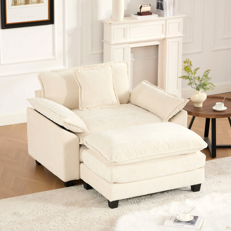 Canapé Cloud à siège simple (le repose-pieds n'est pas inclus), canapé modulaire, Chenille beige