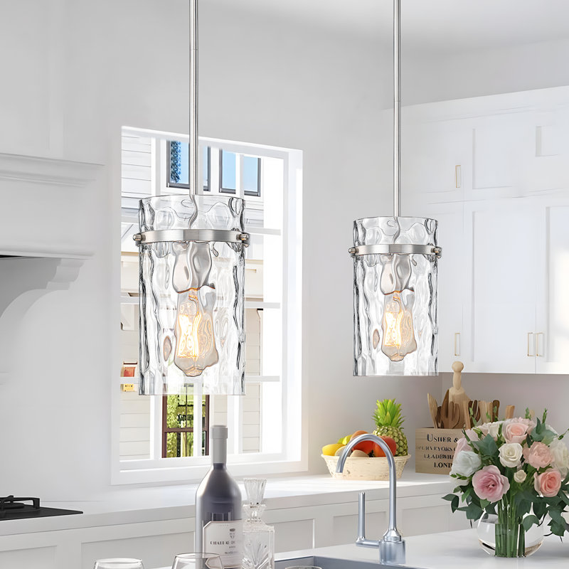 Levona 1 - Light Single Kitchen Island Pendant (Set of 2), Nickel