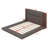 Floor Upholstered Platform Bed With Extended Wood Headboard & Bedside Shelf-1611474520