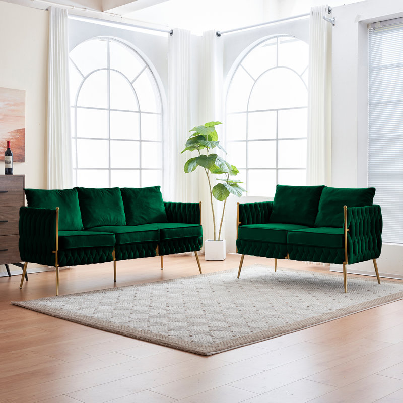 Canapé modulaire en velours à accoudoirs arrondis 68,11 po
