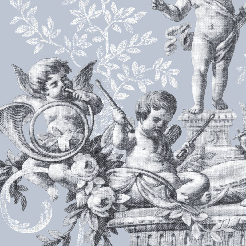 Toile Wallpaper Roll, Blue