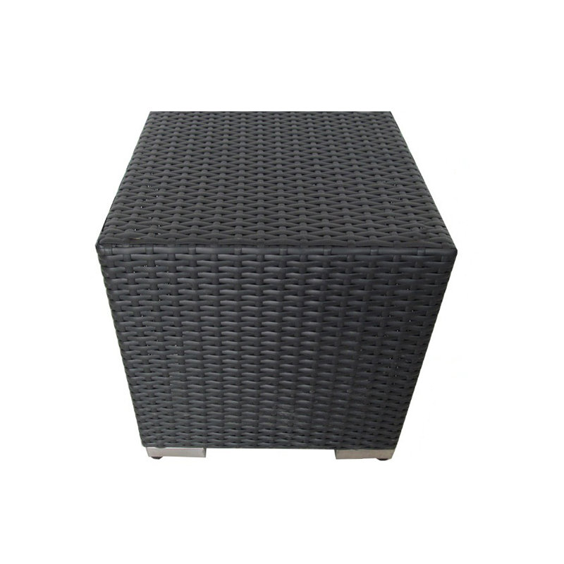 Pavior Square Wicker Outdoor Side Table , 15'' in. W 15'' in. D, Black