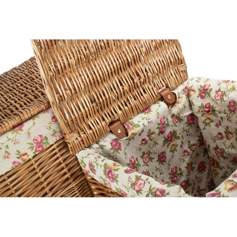 Wicker 2 Piece Lined Laundry Basket Set, Light Steamed