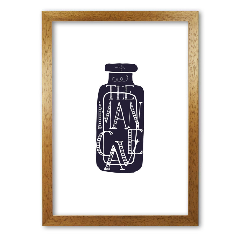 The Man Cave 3 - Print, 42 cm H x 30 cm W x 5 cm D, Honey Oak Frame