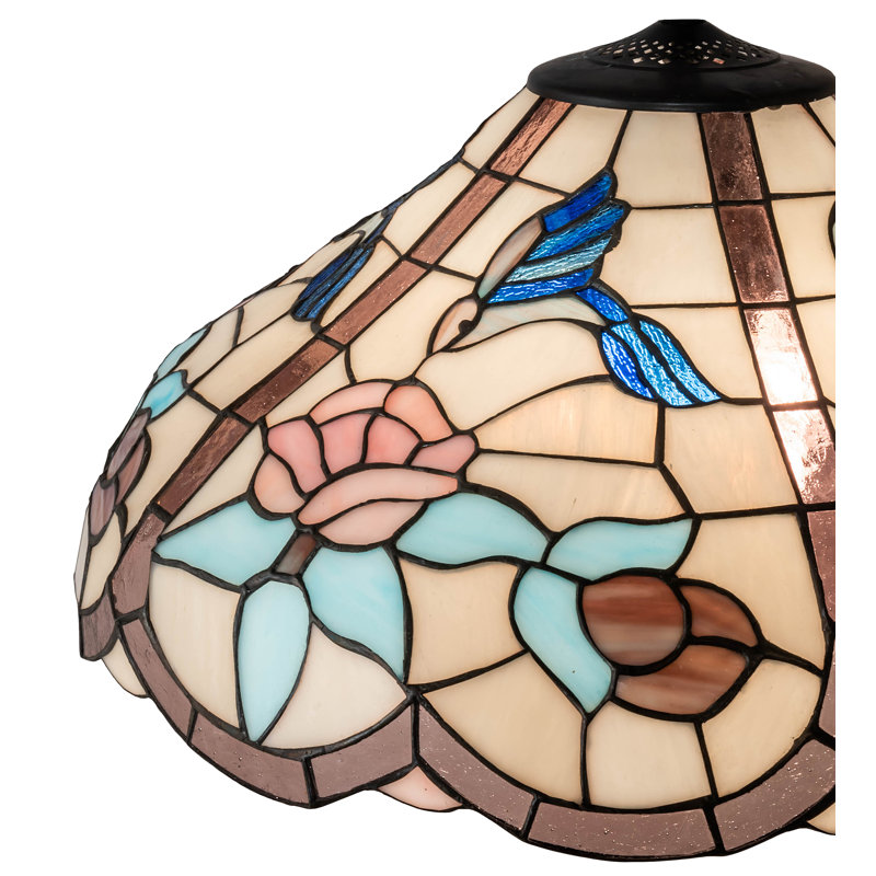 Abat-jour fantaisie en verre Hummingbird H 9,5 po x l 20 po (vissé) en brun / gris