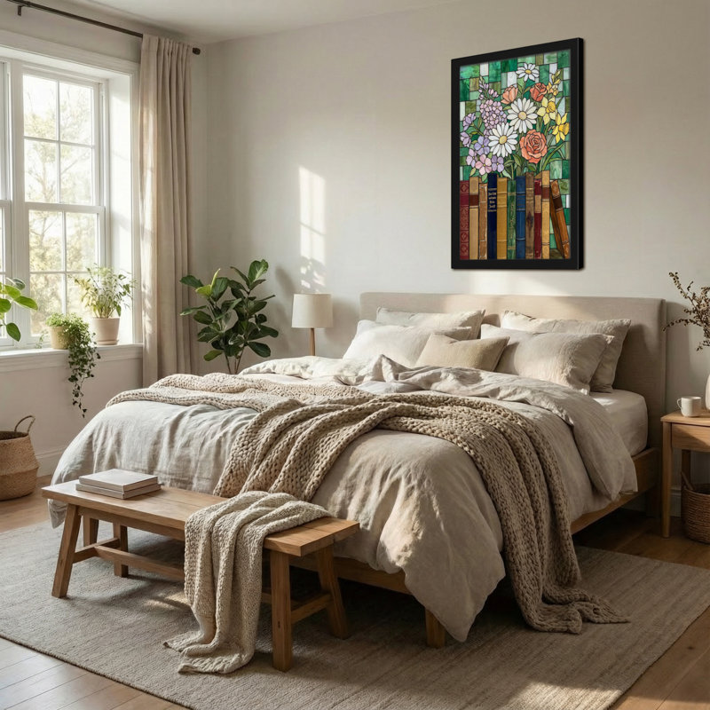 Plantes et fleurs, vitrail, art floral, H 18 po x l 12 po