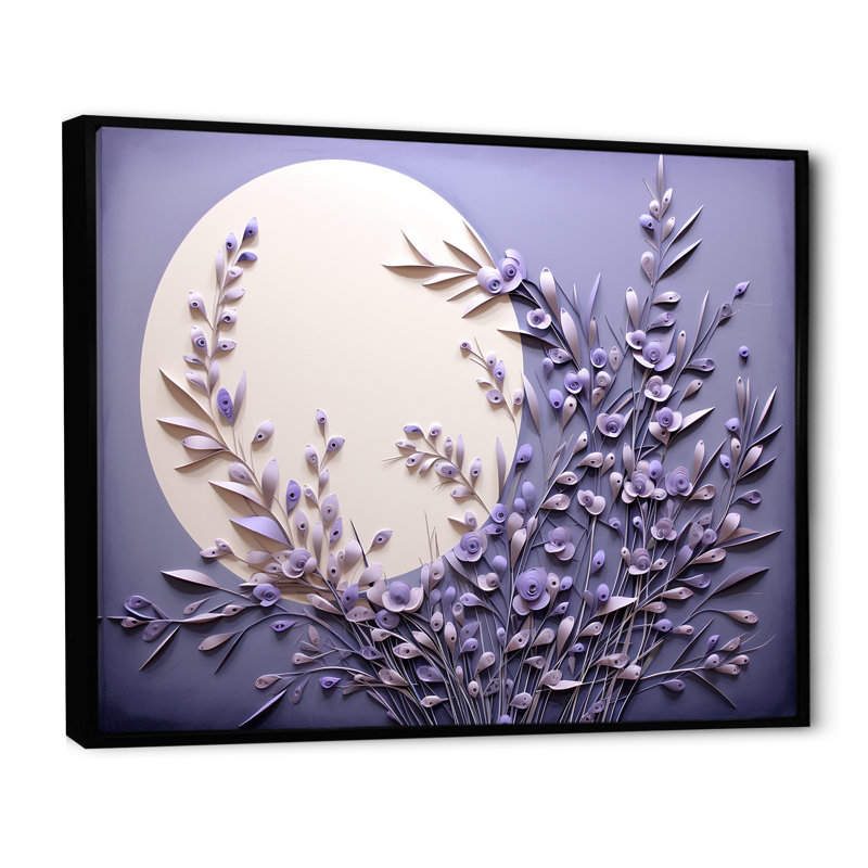 Lavender Luminescence Moon Stilness - Moon Canvas Prints, Black Floater Framed, 34" H x 44" W x 1.5" D