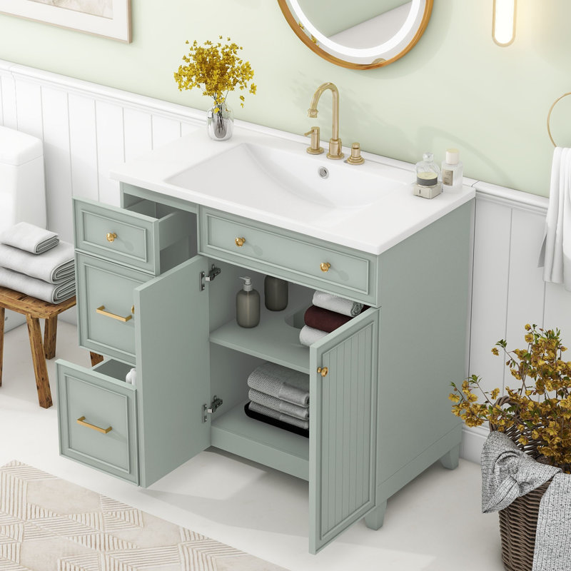 Ensemble de meuble-lavabo simple 36,00 avec comptoir Lachine, Vert