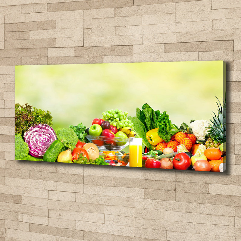 Vegetables and fruits 1 Piece Wall Art, 50cm H x 125cm W x 2cm D, Canvas
