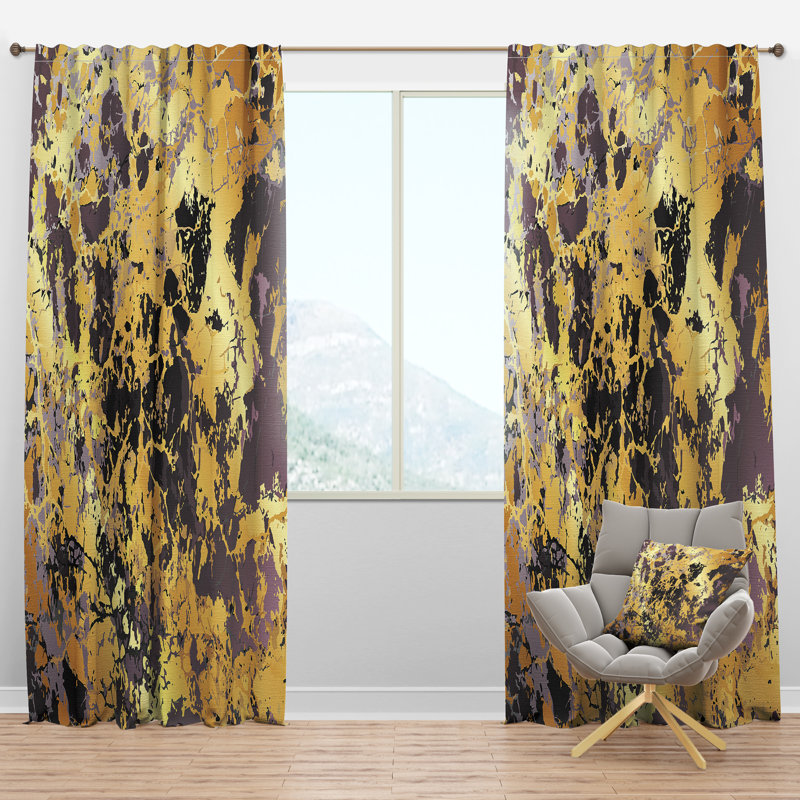 Golden Marble Composition - Abstract Curtain - Velvet Room darkening - 1 panel, 52"W x 120"L
