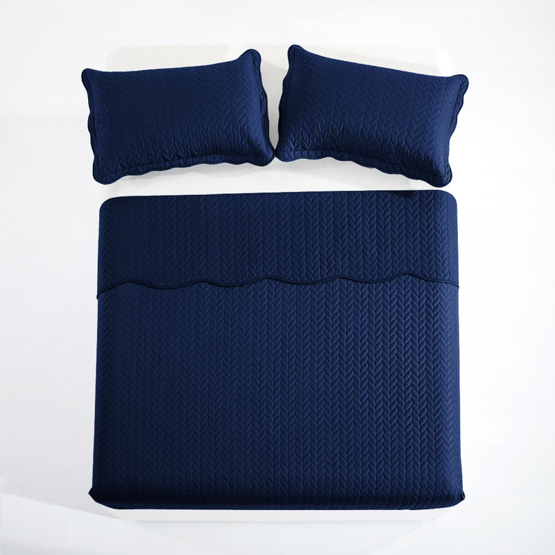 Microfiber Embossed Queen Quilt Sets| Hotel-Quality Bedspread, Blue, Queen Bedspread ( 90 x 96)+ 2 Standard Pillowcases