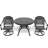 3 All-Weather Dining Of Aluminum Casting, 2 Swivel Chairs & 39.37" Round Table, Black, Corrosion And Comfy Casting For Outdoors, Black Frame, Comfortable Cushioned Seats-133275418