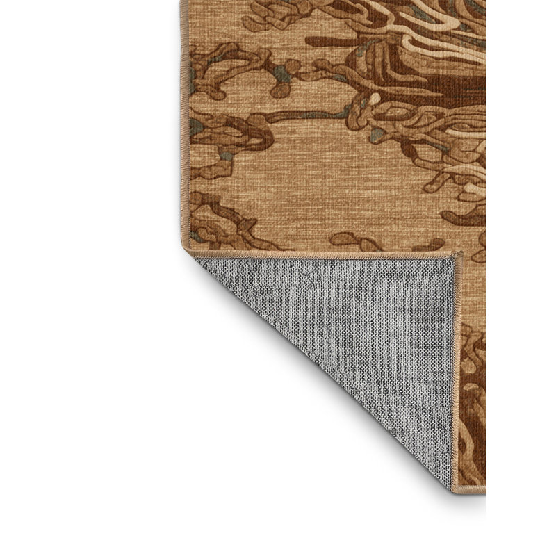 Tapis brun lavable à la machine, Carré 5 pi