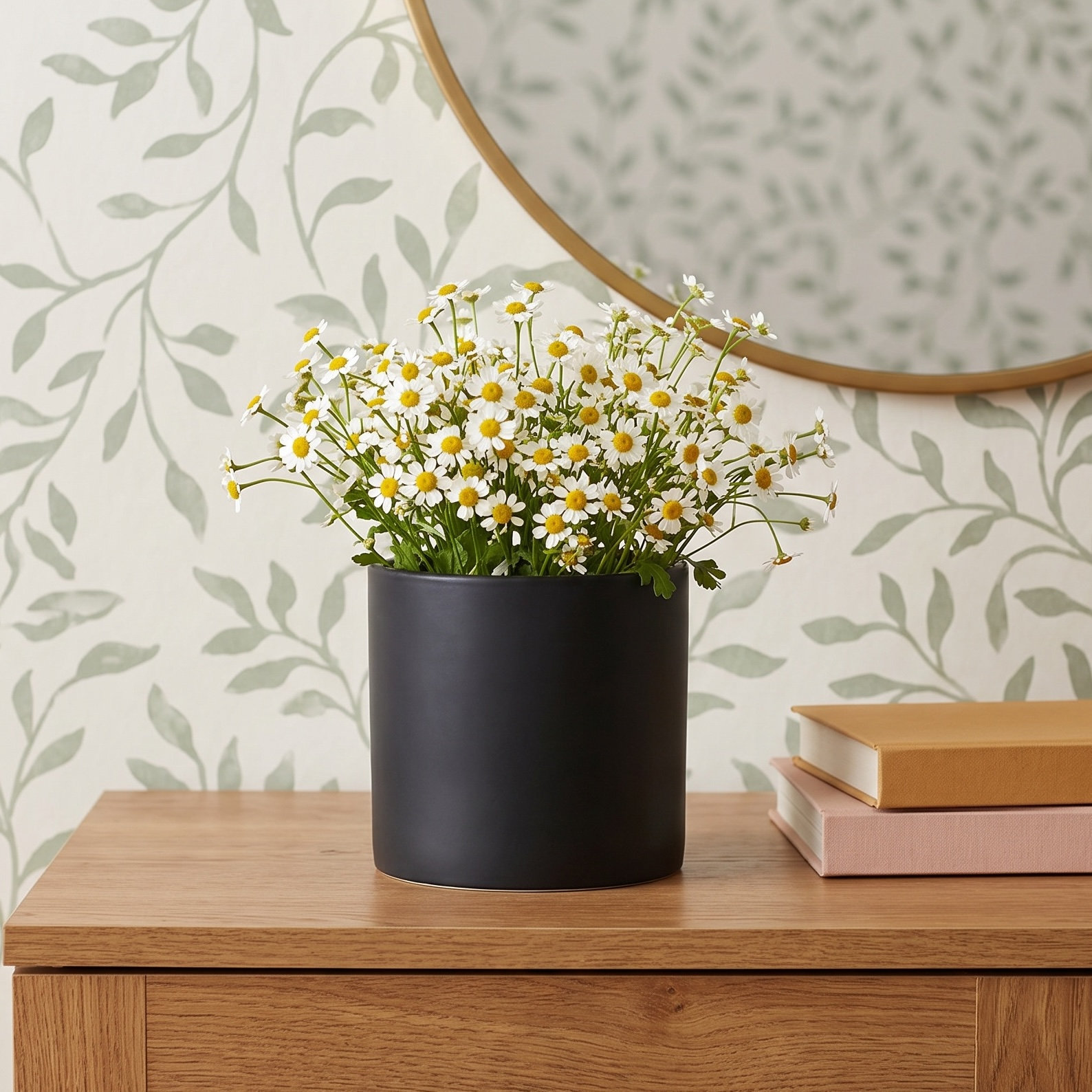 Ceramic Pot Planter, 4.25" H x 4.25" W x 4.25" D, Matte Black