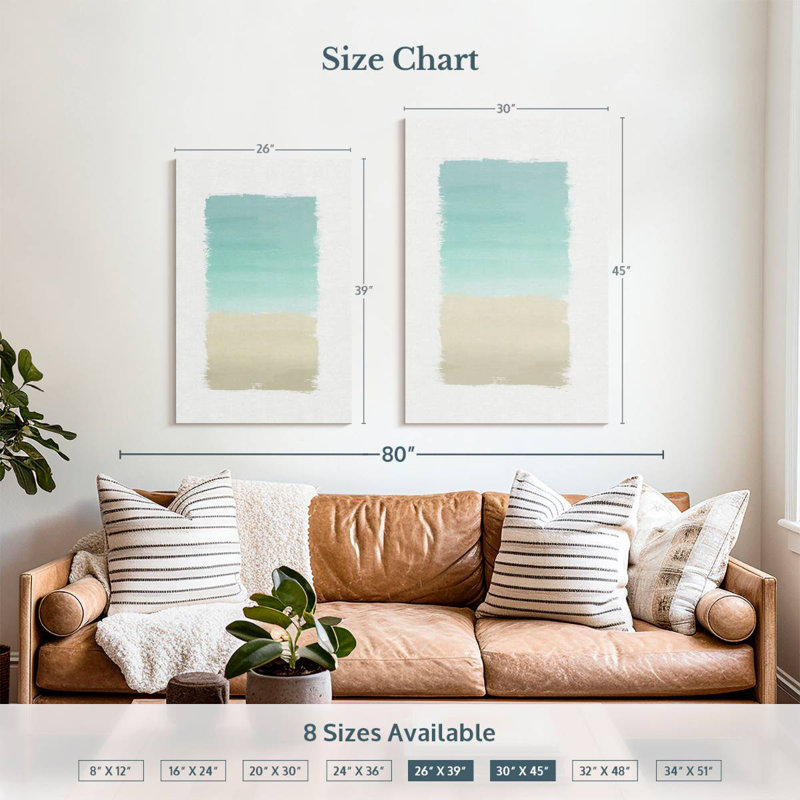 Avery turquoise abstrait sur fond blanc, H 39 po x l 26 po