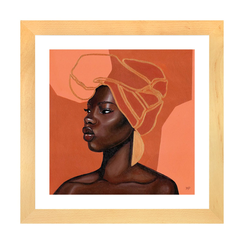 « Adah » par Bria Nicole-impression d’art graphique, H 24 po x l 24 po x p 1 po, Toile avec cadre en bois beige, Blanc