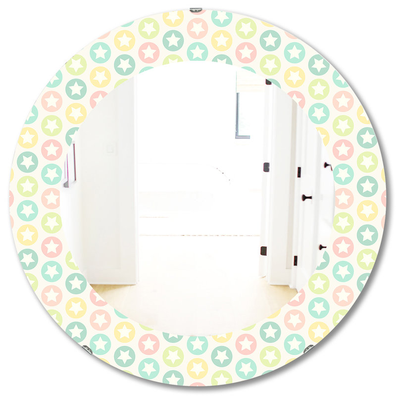 Miroir éclectique rétro avec étoiles, H 31,5 po x l po