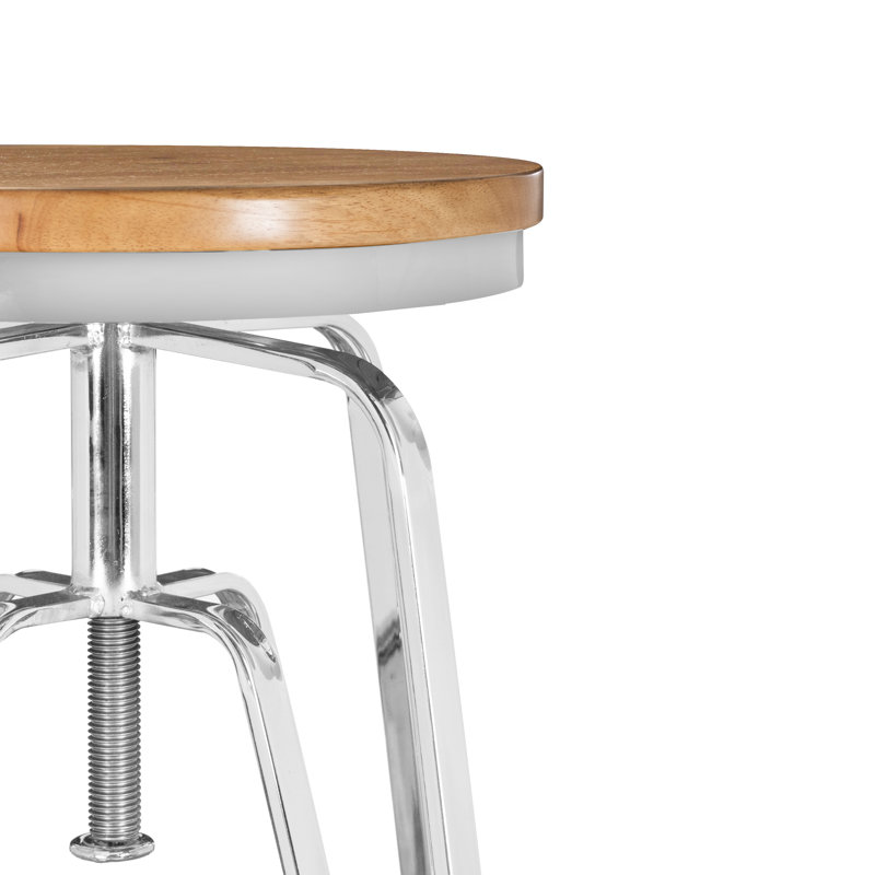 Lyalya Backless Swivel Stool With Adjustable Height, Argent argent
