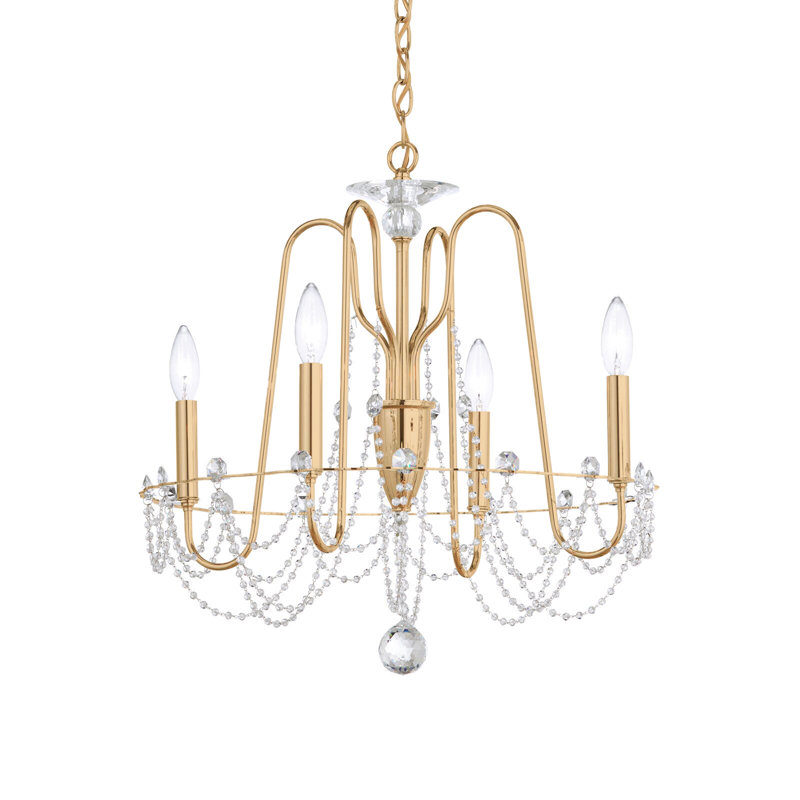 Esmery 4 - Light Chandelier, Heirloom Gold, Clear Heritage Crystal