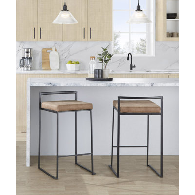 Brieon Upholstered Counter Stool with Metal Frame