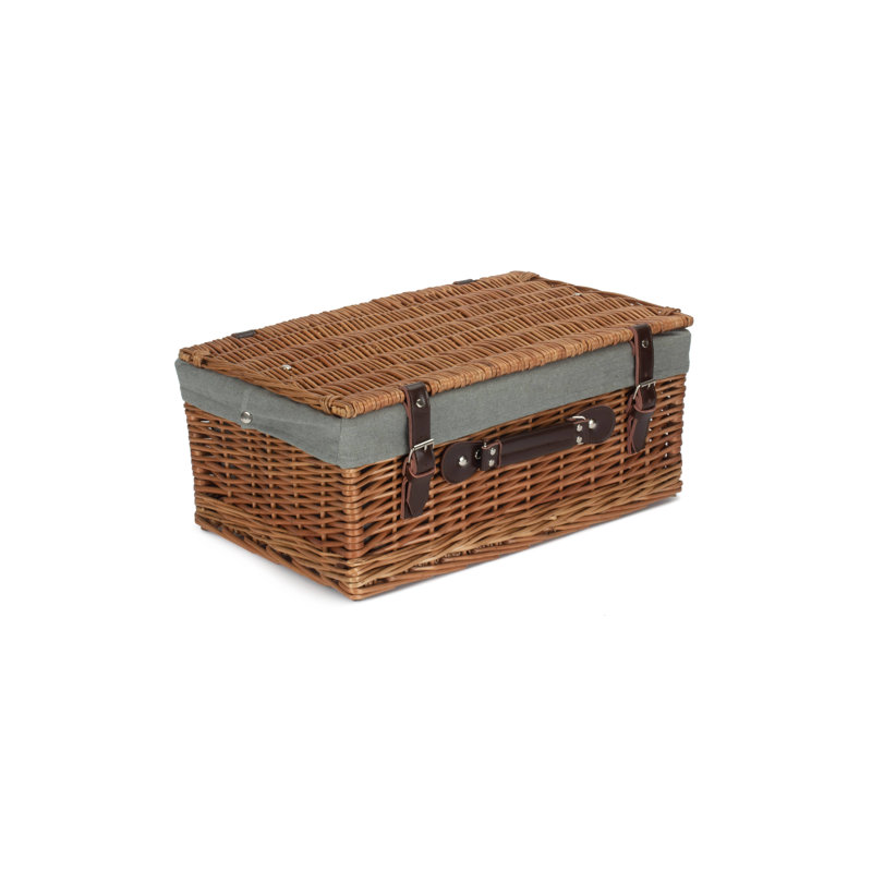 Wicker Basket with Lining, Double Steamed Hamper/Grey Lining