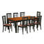 Ensemble de table de salle à manger 9 pièces moderne comprenant une table rectangulaire en bois avec feuille papillon et 8 chaises en similicuir, noir et cerise-22133889-49667146-126188856
