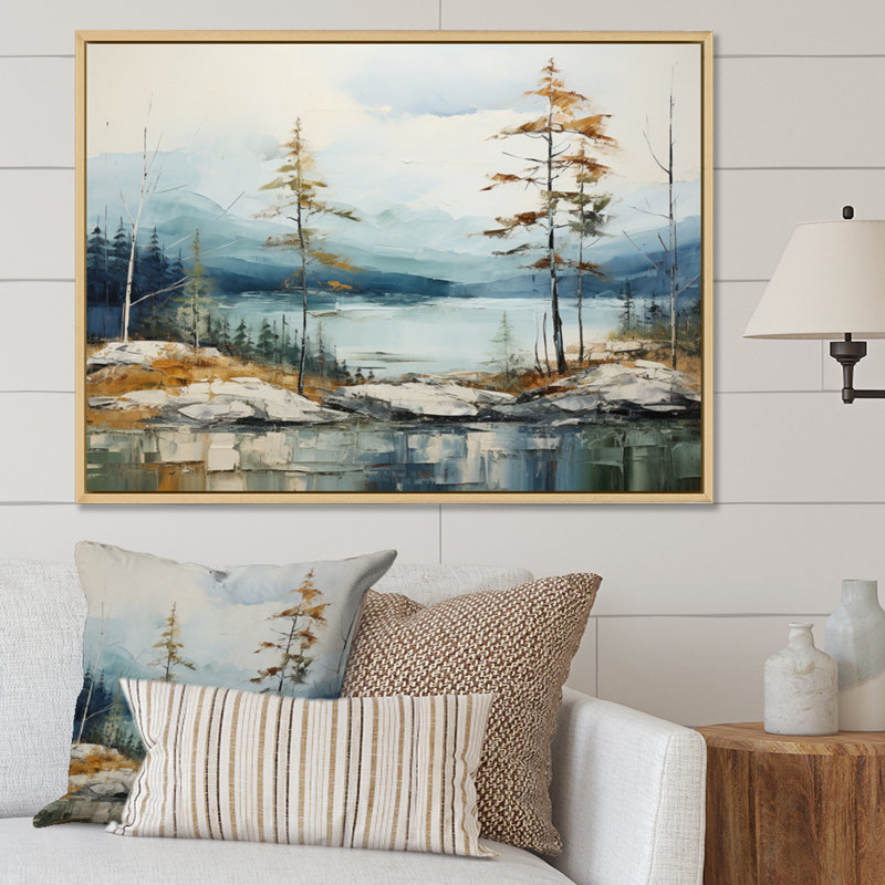 " Sweden Serenity Lake I ", Natural Floater Framed, 24" H x 32" W x 1" D